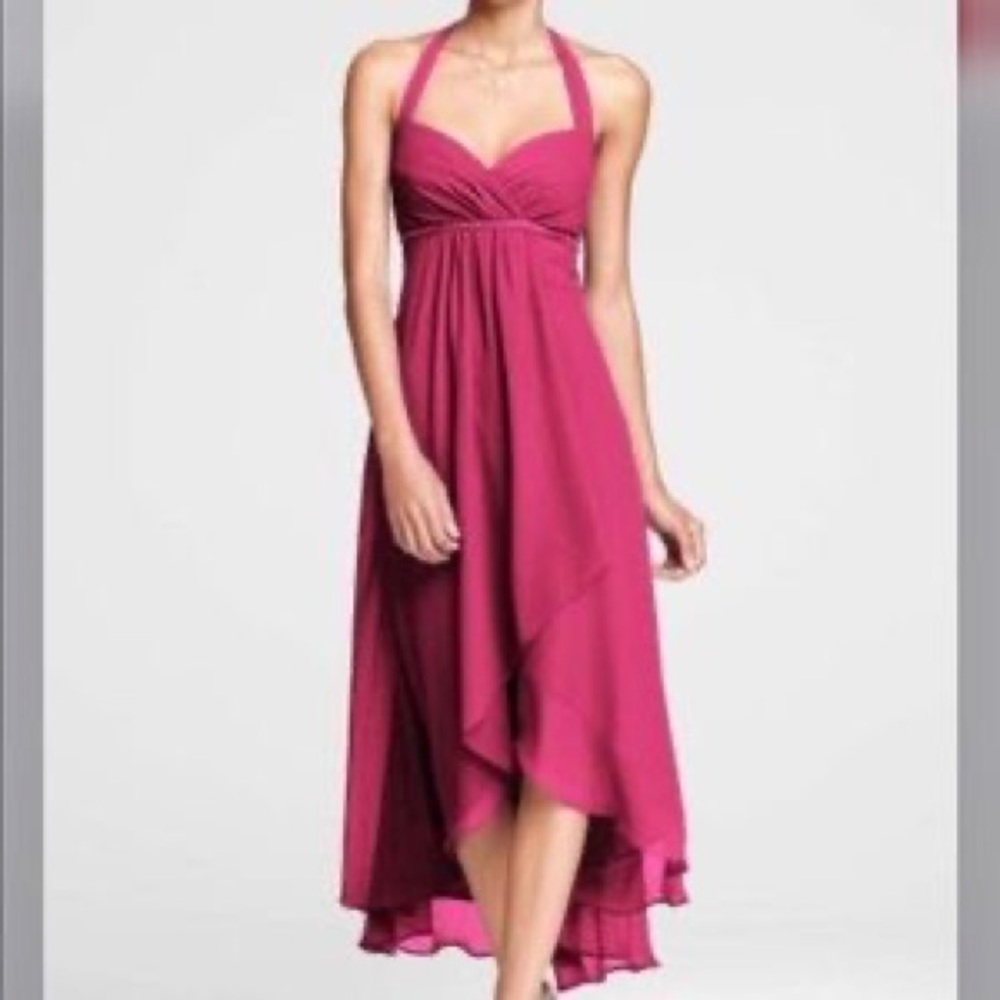 David’s Bridal Chiffon High Low Halter Dress - Size 6